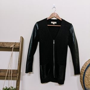 Michael Kors XXS black leather/knitted sweater